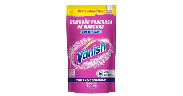 Tira Manchas Lquido Vanish Oxi Action Pink refil 500ml para Roupas Coloridas Sem Cloro Remove Manchas sem Danificar o Tecido Preserva as Cores e Deixa as Roupas com Aparncia de Novas