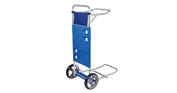 Mor  Carrinho de Praia em Alumnio com Avano para Caixa Trmica Azul