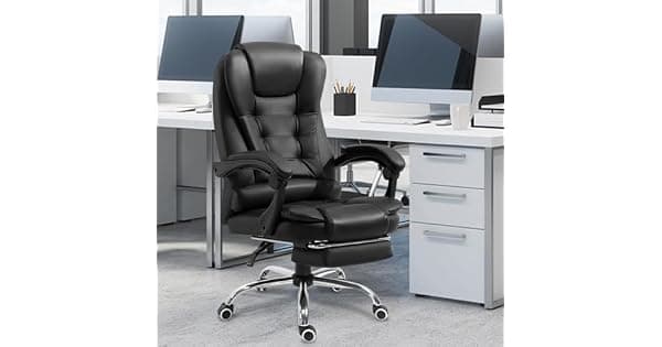 Cadeira De Escritrio Cadeira De Com Apoio Para Os Ps E Encosto AjustvelPreto