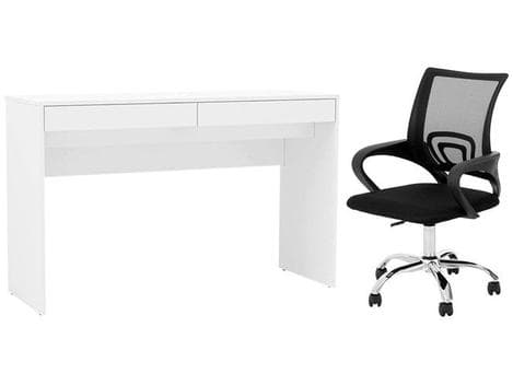 Kit Cadeira de Escritório Diretor Giratória Preta - Otello + Escrivaninha 2 Gavetas Politorno Office - Cadeira de Escritório - Magazine Afadadaspromos